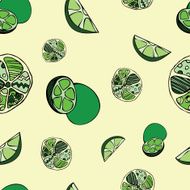 Seamless green lemon pattern