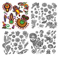 black line art ornate flower design collection ukrainian ethnic N2