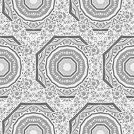 Seamless pattern of round ornaments and other abstract elements