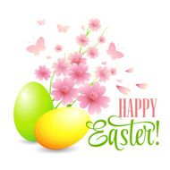 Easter card with eggs and flowers Vector illustration N2