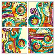 Set of four abstract doodle vector cards