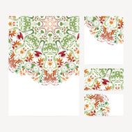 Set of business card and invitation templates with floral ornament