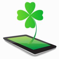 leaf clover whit tablet computer