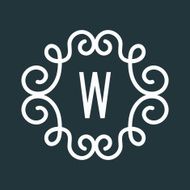 White Vector Vintage Twirl Frame for W Letter Monogram