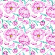 Watercolor pattern with peony