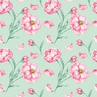 Watercolor pattern with red flowers