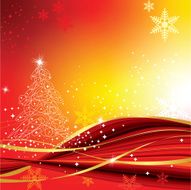 Defocused red abstract christmas background with stars