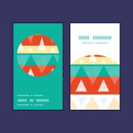 Vector vibrant ikat stripes vertical round frame pattern business cards