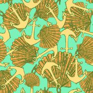 Sketch anchor and shells in vintage style N2