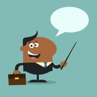 African American Businessman Holding A Pointer With Background Flat Design
