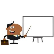 African American Businessman With Board Flat Design