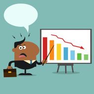 Flat Design Angry African American Businessman With Board and Background