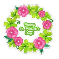 St patrick day greeting card with flowers and clover