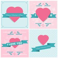 Set Happy Valentines Day cards Vector EPS 10