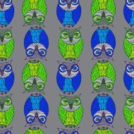 owl Illustration Cute cartoon owls in pink and gray colors N2