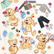 Cute cartoon seamless pattern with bears in childish style
