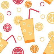 Citrus Cocktail Seamless Pattern Background Vector Illustration