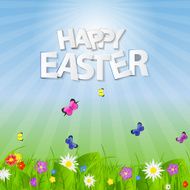 Happy Easter Spring Background Vector Illustration N11