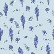seamless pattern with feathers and other elements 1