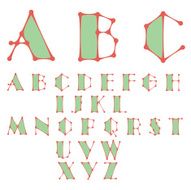 Abstract Alphabet made of dots connected lines