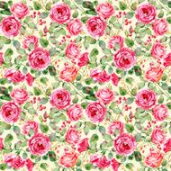 Seamless pattern of watercolor red roses N2