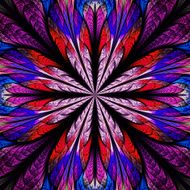 Symmetrical pattern in stained-glass window style Blue and red palette