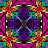 Symmetrical multicolored pattern in stained-glass window style