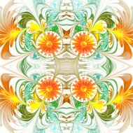 Flower pattern Orange and green palette Fractal design N2