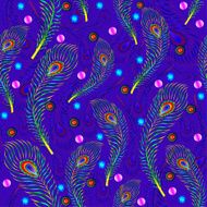 seamless background with peacock feathers and jewels N2