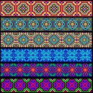 set of ornamental braid strips colored geometric ornament