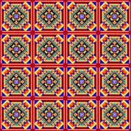 seamless mosaic of geometric ornament with colored squares and