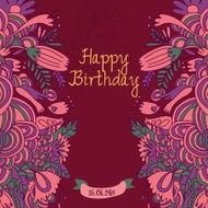 Happy birthday card in fantastic bright colors Stylish holiday