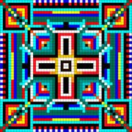 seamless mosaic of geometric ornament with colored squares