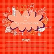 Recipes concept card with kitchen design elements