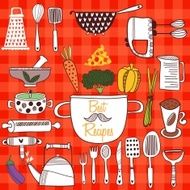 Best Recipes-Set of kitchen tools on cconcept background Vector