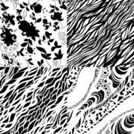 Set of four black and white seamless patterns