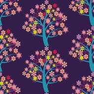 eamless pattern with blossoming trees