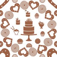 Vector seamless pattern with various sweets