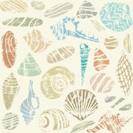 Sea shells and rocks seamless pattern on beige background