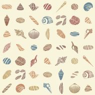 Shells and rocks seamless pattern 2