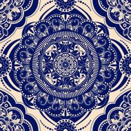 Ornamental seamless pattern Blue ethnic ornamental background N3