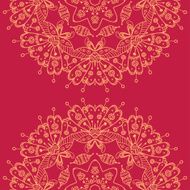 Abstract vector seamless ornamental round mandala on the red bac N2