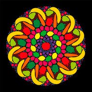 Fruits Vegetables Mandala Black