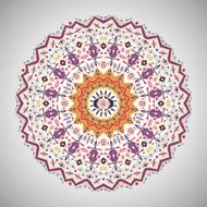 Ornamental round colorful geometric pattern in aztec style N9