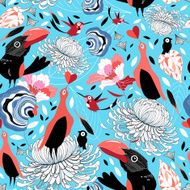 Floral Pattern With Birds N2