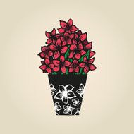 Hand drawn tattoo flowers narcissuses in vase