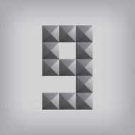 number nine alphabet geometric icon and sign triangle modern