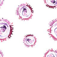 Vector abstract watercolor swirls seamless pattern Violet circles tile background N2
