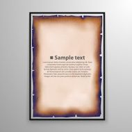 Paper in frame on white background