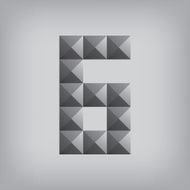 number six alphabet geometric icon and sign triangle modern
